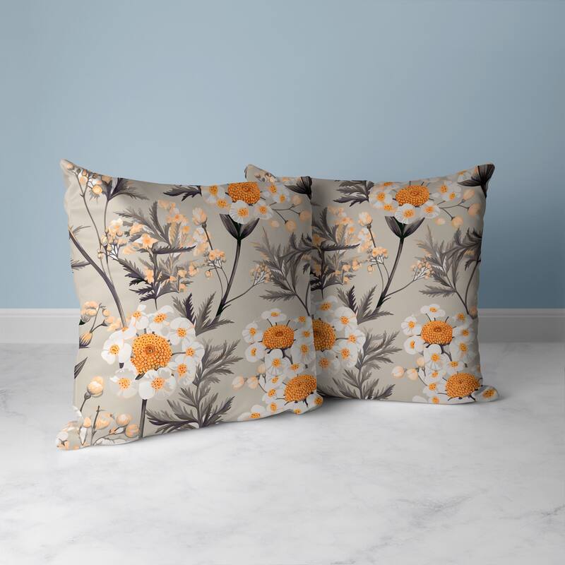 Millefolium Harmony Faux Suede Reversible Throw Pillow Grey and Orange
