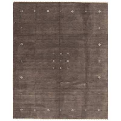 ECARPETGALLERY Hand Loomed Kashkuli Gabbeh Dark Grey Wool Rug - 8'0 x 9'10