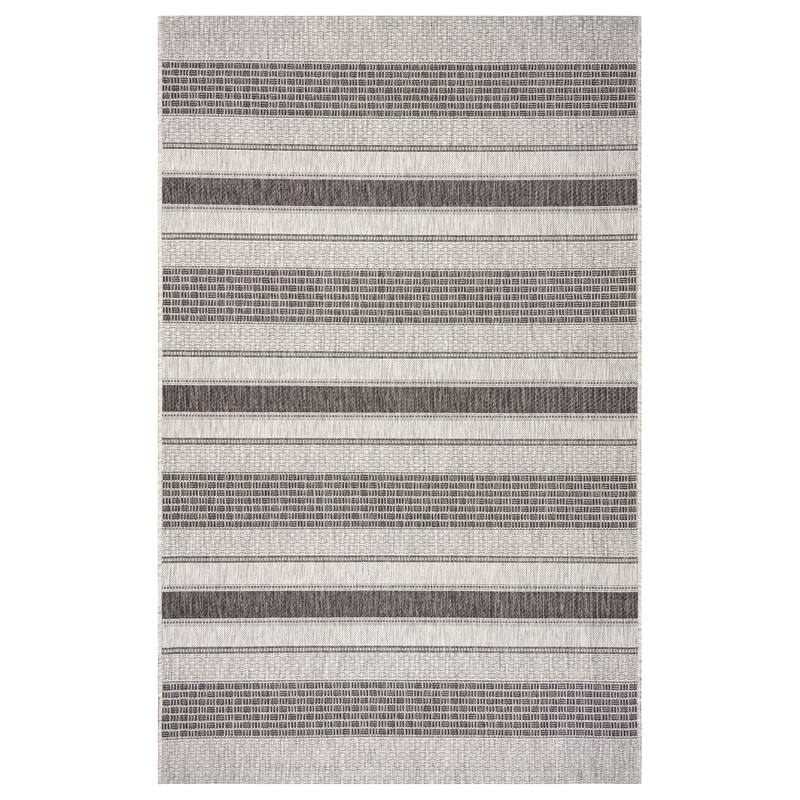 Sevita Sadie Contemporary Striped Gray/Black Durable Performance Indoor/Outdoor Area Rug - 5' x 8'
