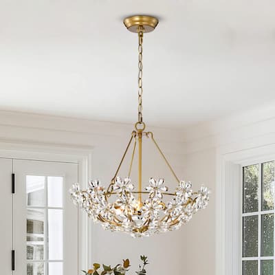 Rosa Glam 3-Light Daisy Crystal Glass Flower Chandelier