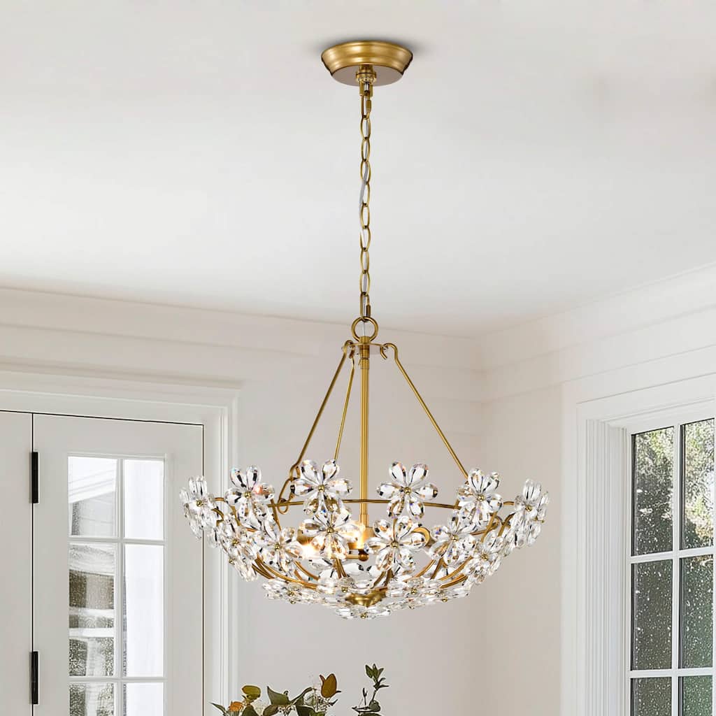 Rosa Glam 3-Light Daisy Crystal Glass Flower Chandelier