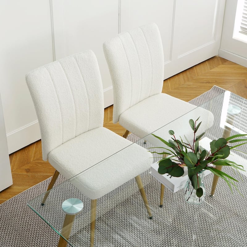 Modern White Teddy Wool Dining Chairs-Set of 4