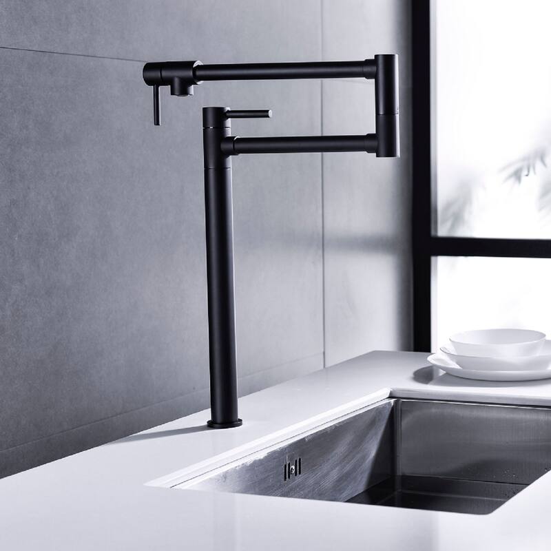 Kitchen Pot Filler Faucet Deck Mounted Double Joints Free Rotating Modern Retractable Commercial Single Hole Kitchen Faucet