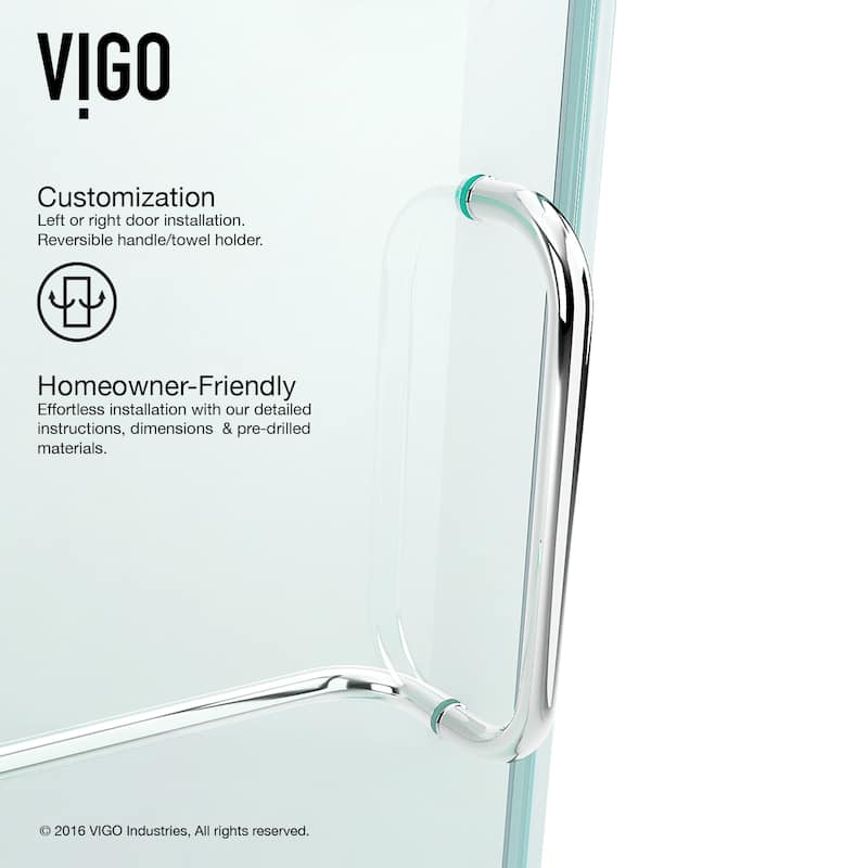 VIGO Pirouette Frameless Pivot Shower Door