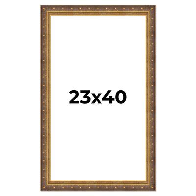 23x40 Frame Vintage Gold Solid Wood Picture Frame | 2.5 Inch Moulding