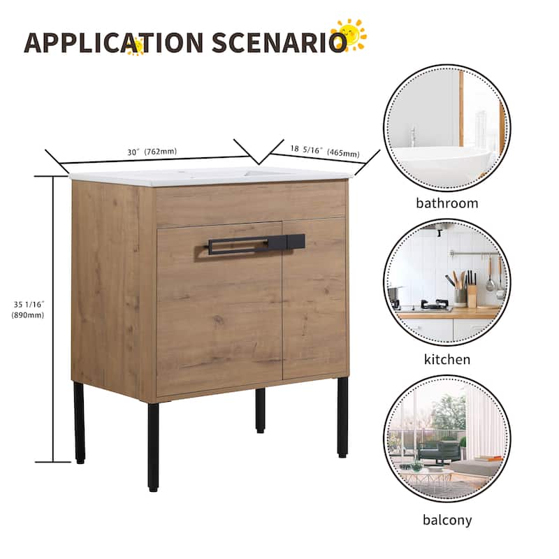 Beingnext 24"/30"/36" Bathroom Vanity with Sink, Freestanding/Floating Bathroom Vanity with Soft Close Door and Adjustable Shelf
