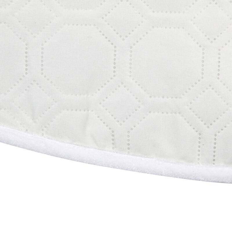 48" Cream Quilted Christmas Hexagon Tree Skirt with Velvety Trim - 48