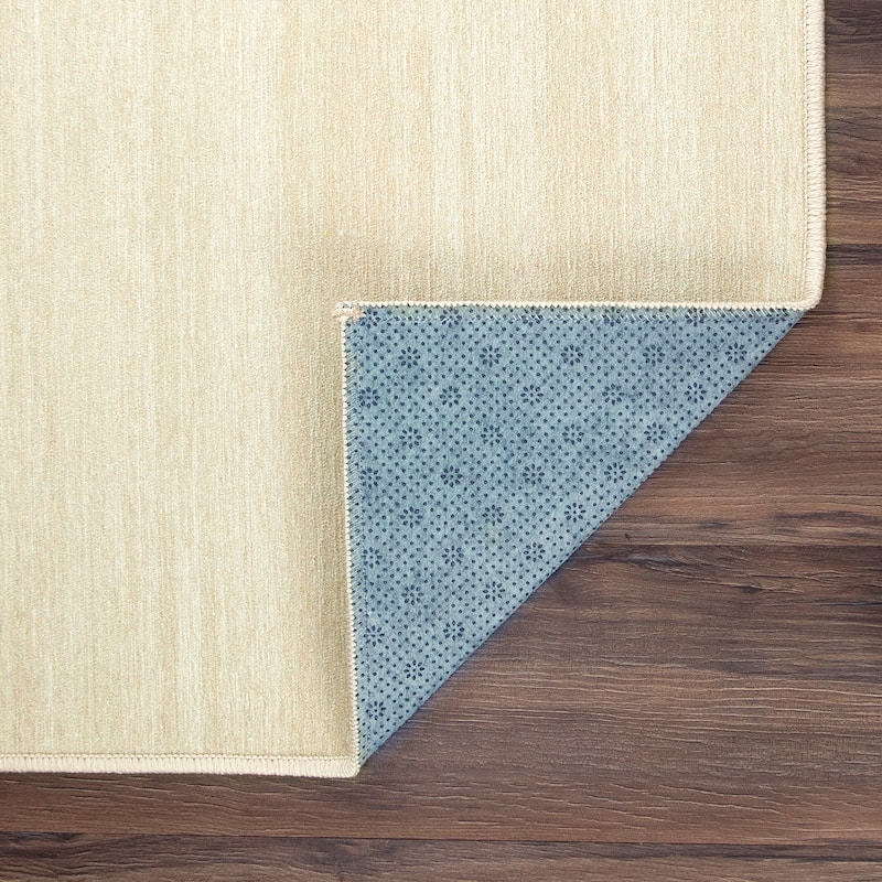 My Magic Carpet Machine Washable Area Rug Solid Cream