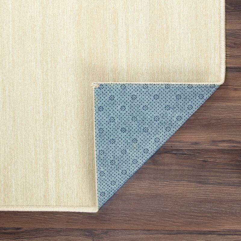 My Magic Carpet Machine Washable Area Rug Solid Cream On Sale Bed