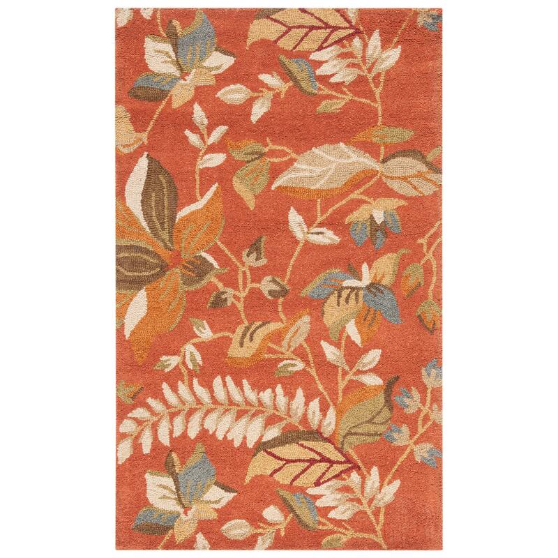 SAFAVIEH Handmade Blossom Gerga Modern Floral Wool Rug - 3' x 5' - Rust/Multi
