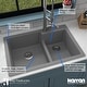preview thumbnail 43 of 60, Karran 33" Top Mount Large/Small Bowl Quartz Kitchen Sink Kit - 33" x 22" x 9"