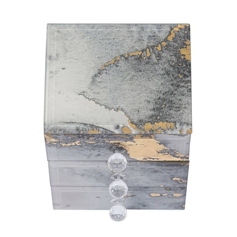 Mele and Co Maura Marbled Glass Jewelry Box with Gold Accents