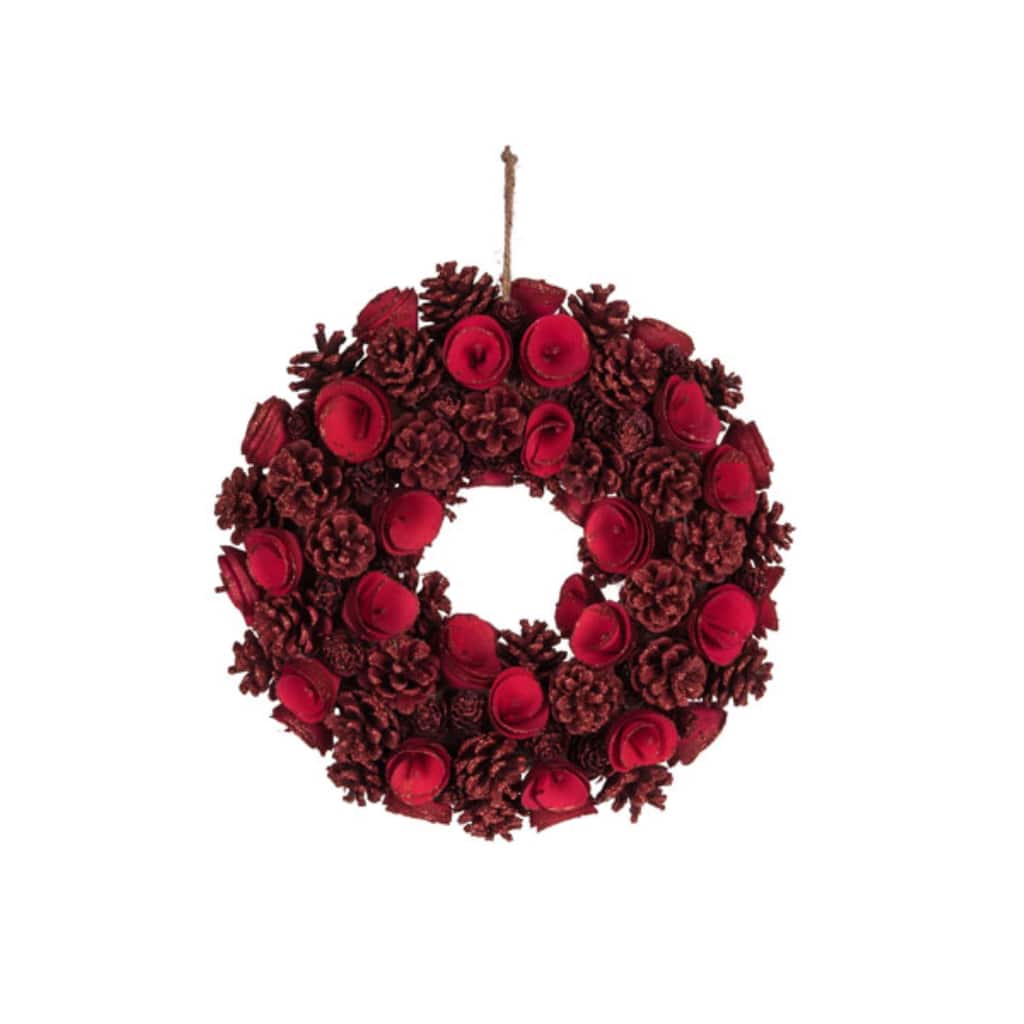 Transpac Foam 14 in. Multicolor Christmas Rosette Glitzy Wreath