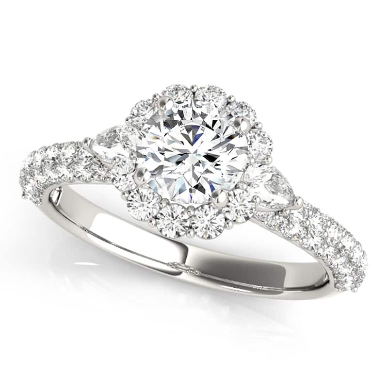 Auriya 14k White Gold Lab Grown Round Diamond Halo Engagement Ring 0.50 to 5.00 ct. tw. (F-G VS) - 3.00 ct. center - 4.5