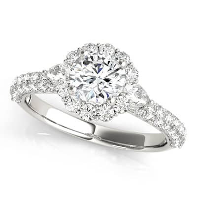Auriya 14k White Gold Lab Grown Round Diamond Halo Engagement Ring 0.50 to 5.00 ct. tw. (F-G VS)