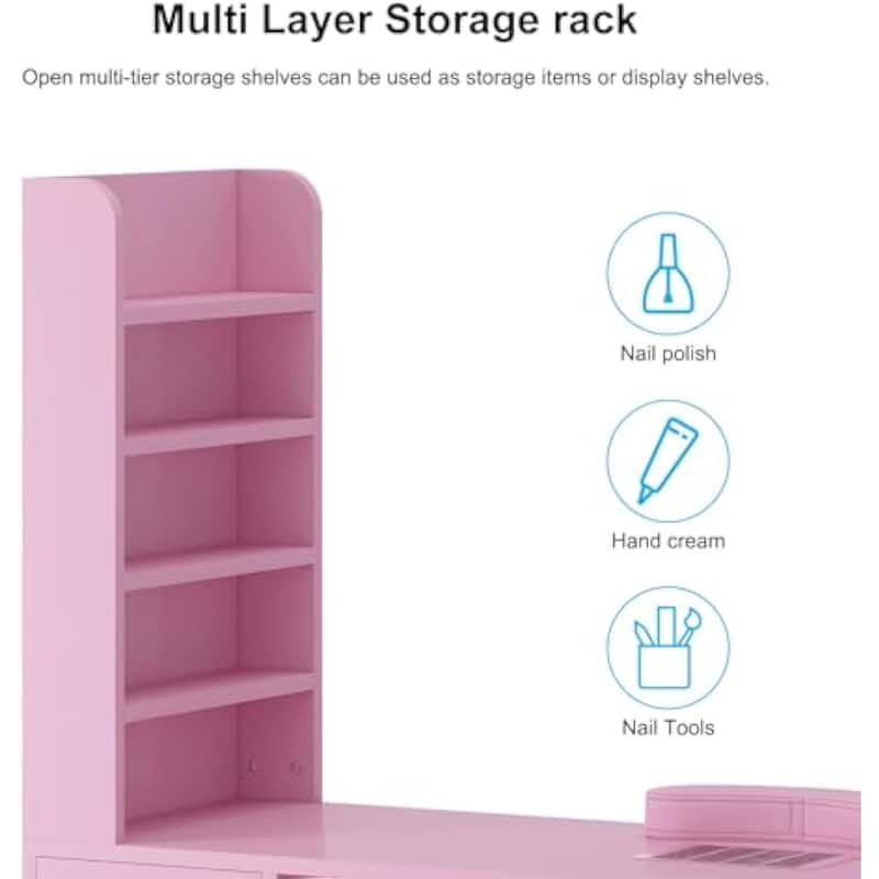 Manicure Nail Table, Professional Nail Table for Nail Tech with Visible Display Desktop