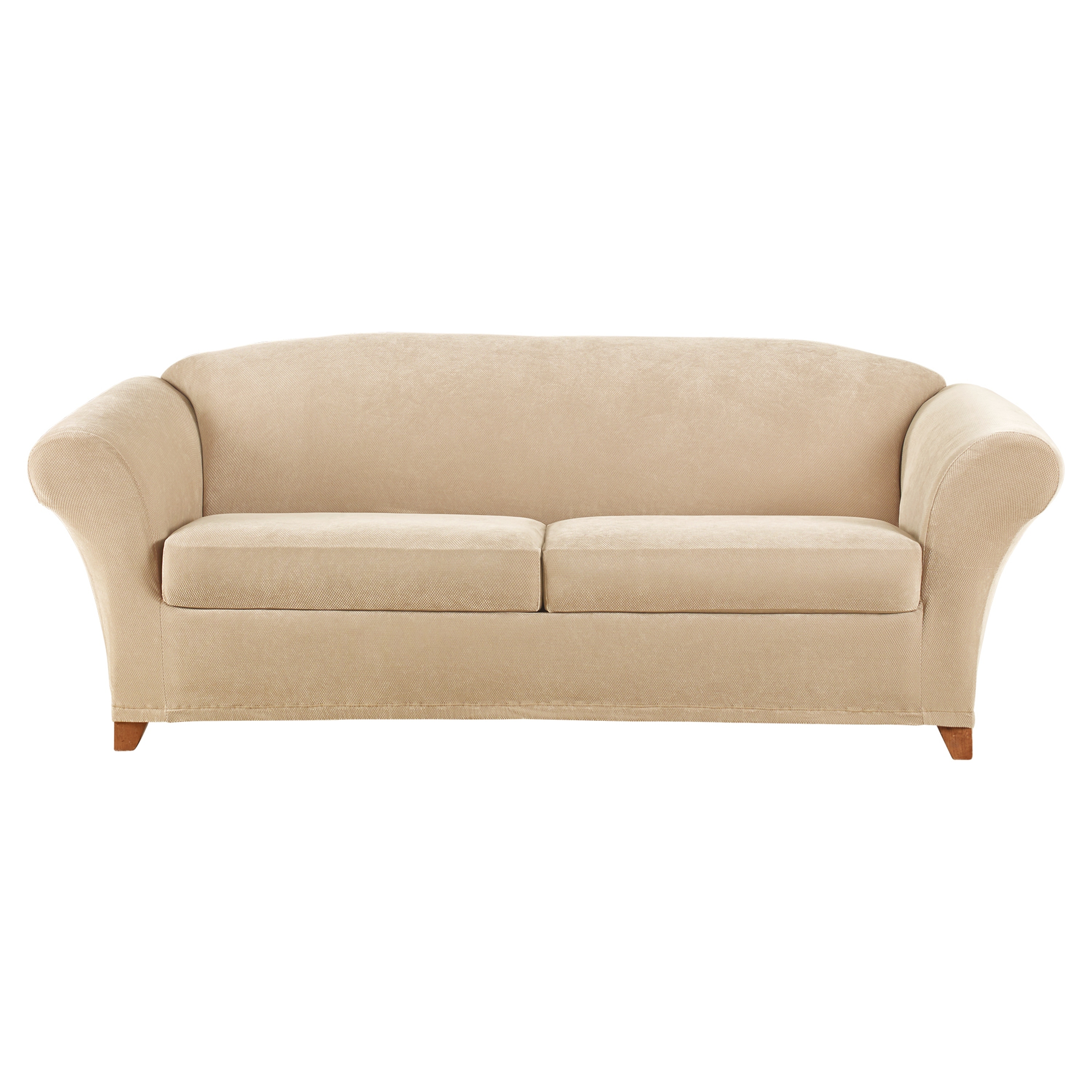 Stretch pique three piece sofa slipcover outlet