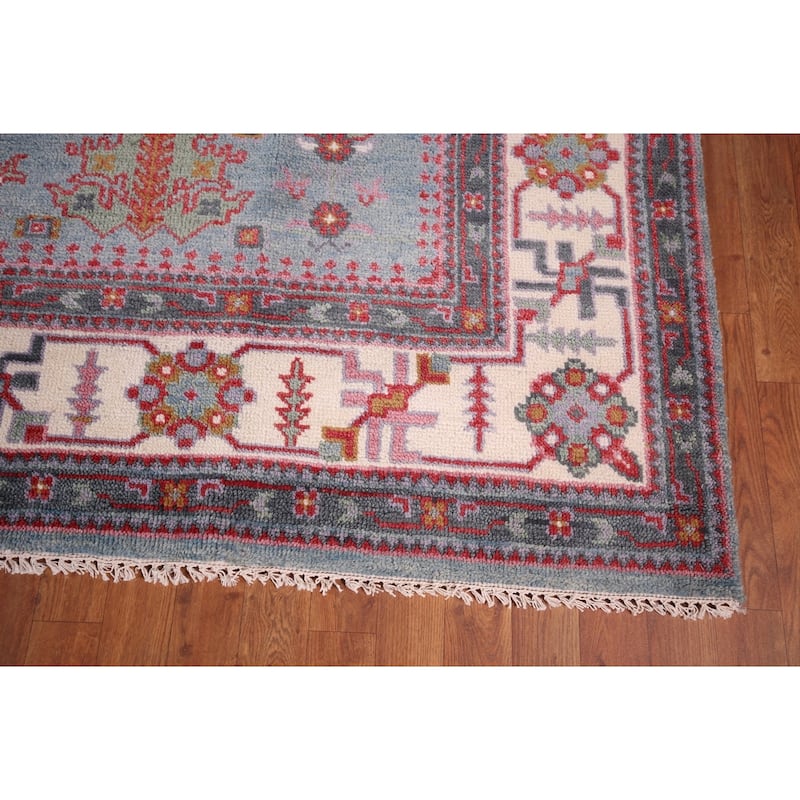 Light Blue Oushak Indian Area Rug Handmade Wool Carpet - 8'2"x 9'11"
