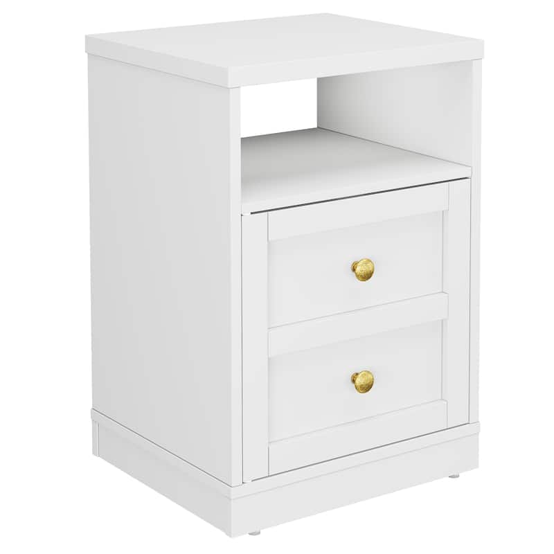 Modern Nightstand with Door & Open Shelf