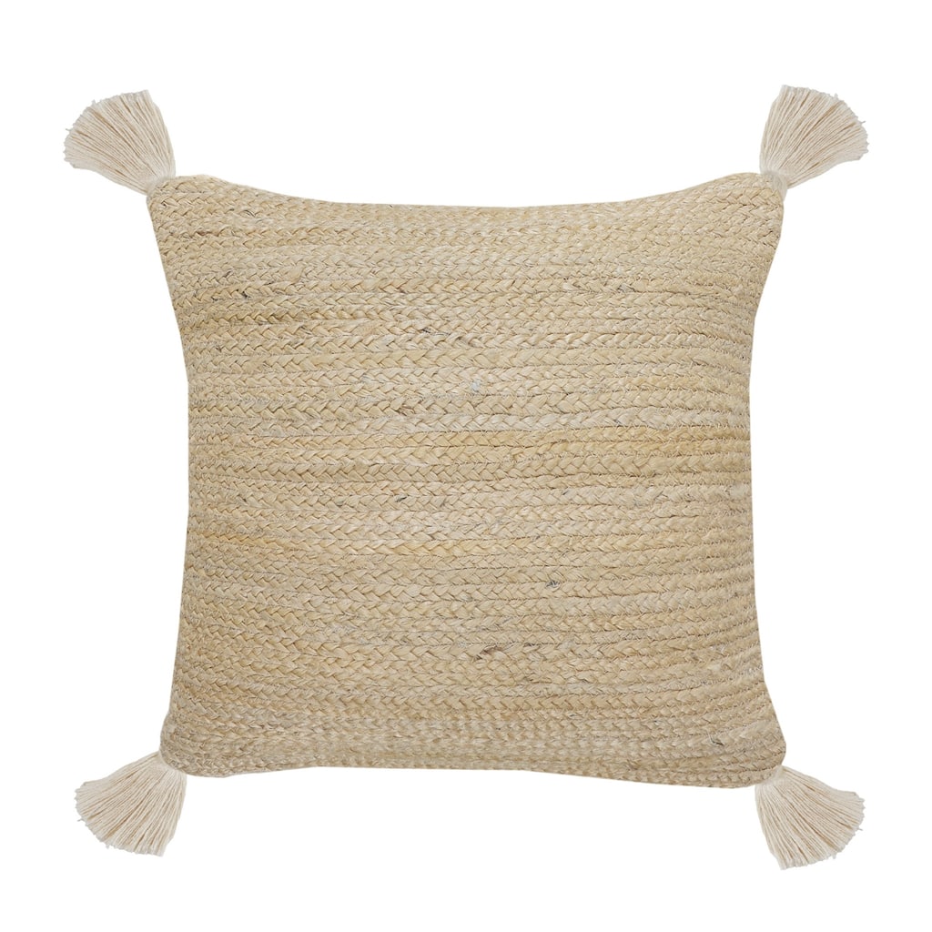 HomeRoots 20" X 20" Tan And Beige Jute Zippered Pillow