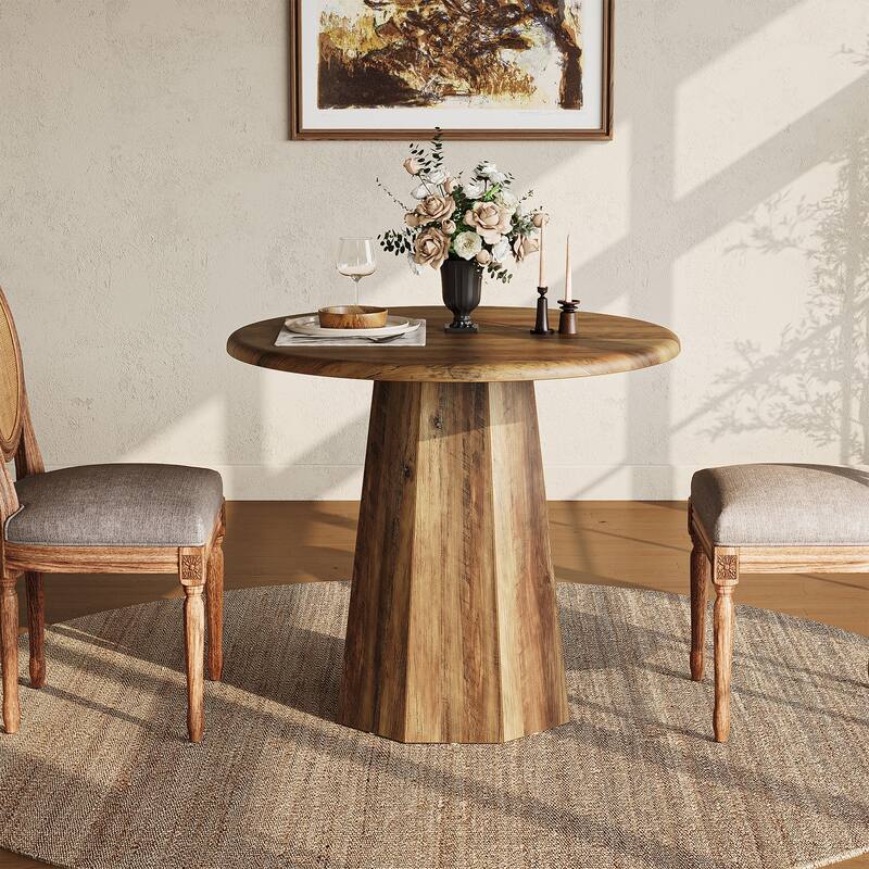 31" Round Pedestal Dining Table - Dark Brewn