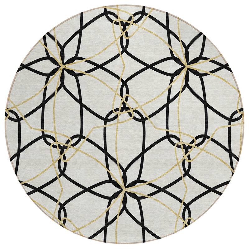 Machine Washable Indoor/ Outdoor Abstract Prism Chantille Rug