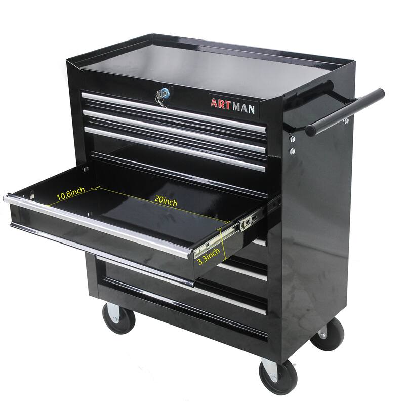 7-Drawer Rolling Tool Cart with Lock Mechanic Tool Box Storage Cabinet ...