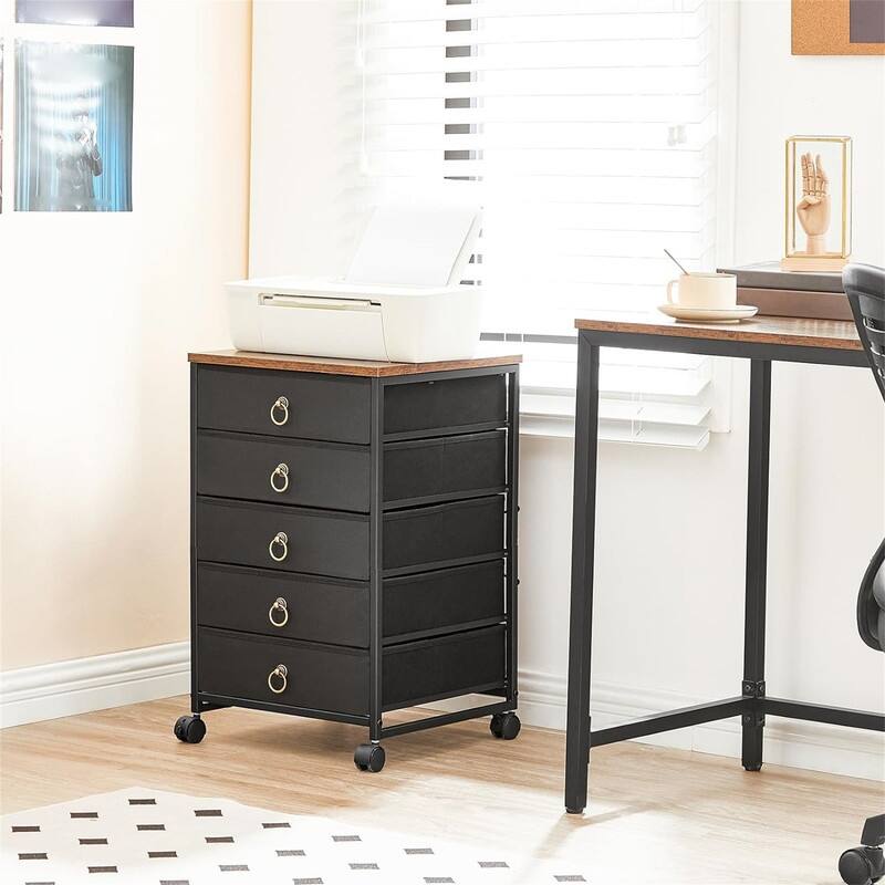 5-Drawer Chest File Cabinet - 15.7"D x 15.7"W x 25.7"H - Black