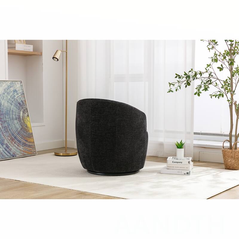 Chenille Swivel Barrel Chair