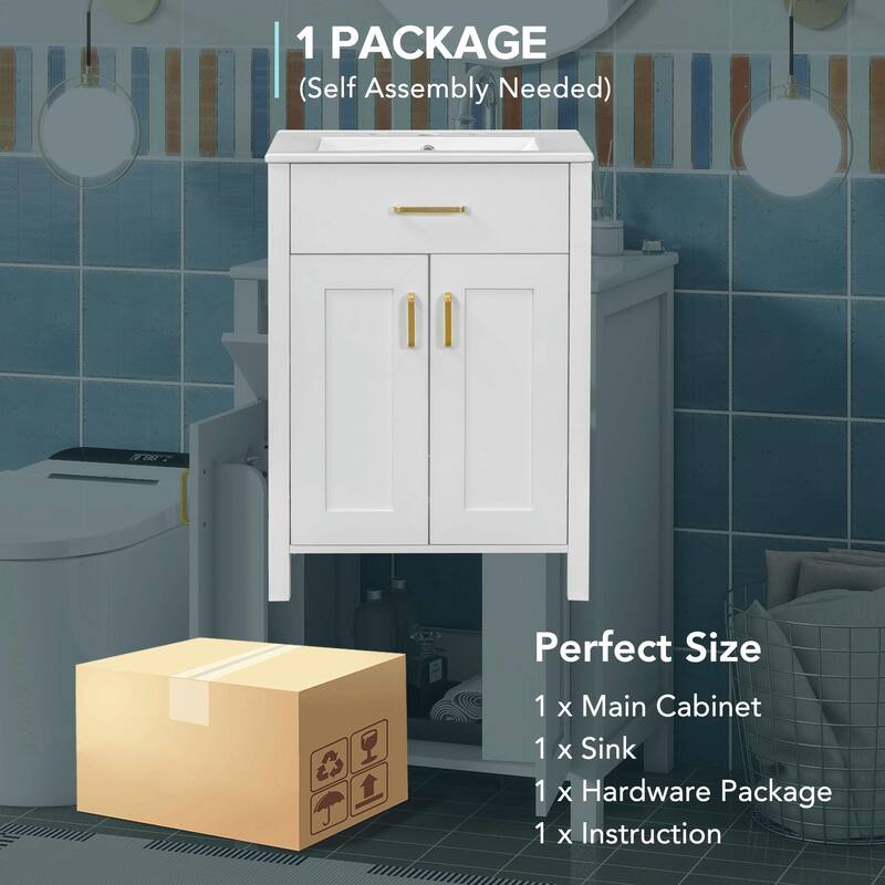 24" Bathroom Vanity Combo with Ceramic Sink