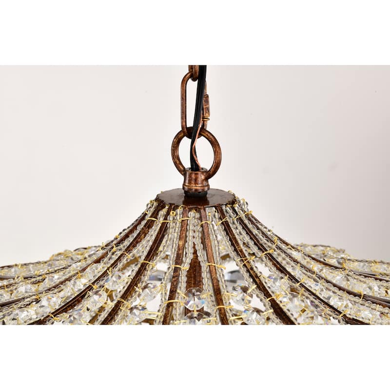 Rilo 4-light Antique Finish Carousel with Crystals Chandelier Ceiling Light