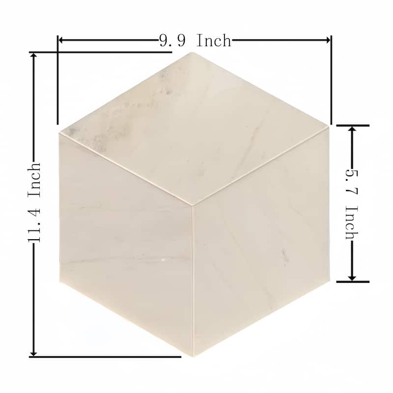 Roomfitters Hexagon Marble Tile for Wall and Floor, Polished Natural Stone, Genuine Marble, 12-Piece Box, White