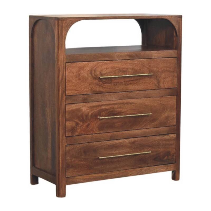 Artisan Furniture Solid Wood Arc-Line 3 Drawer Chest Brown