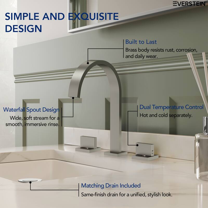 High-Arc Widespread Bathroom Sink Faucet, Double Handle 3-Hole Bathroom Faucet