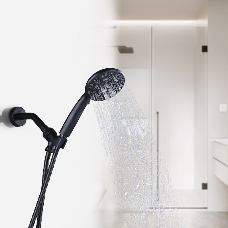 WOWOW Minimalist Shower Faucet Set with 7-Function Handheld Showerhead