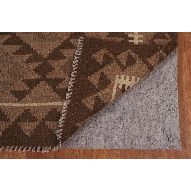 Hand Woven Oriental 100% Wool Carpet Southwestern Geometric Brown Kilim Area Rug - 9' 10'' X 6' 7''
