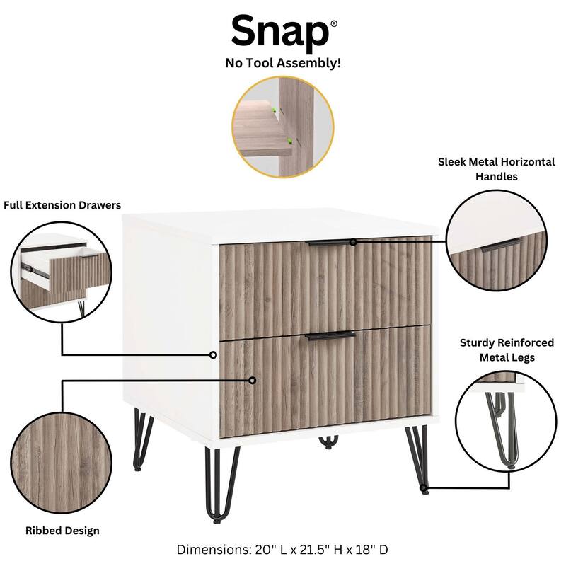 Manhattan Comfort 2-Piece Dumbo Modern Standard 3-Drawer Dresse 2.0 Nightstand Set