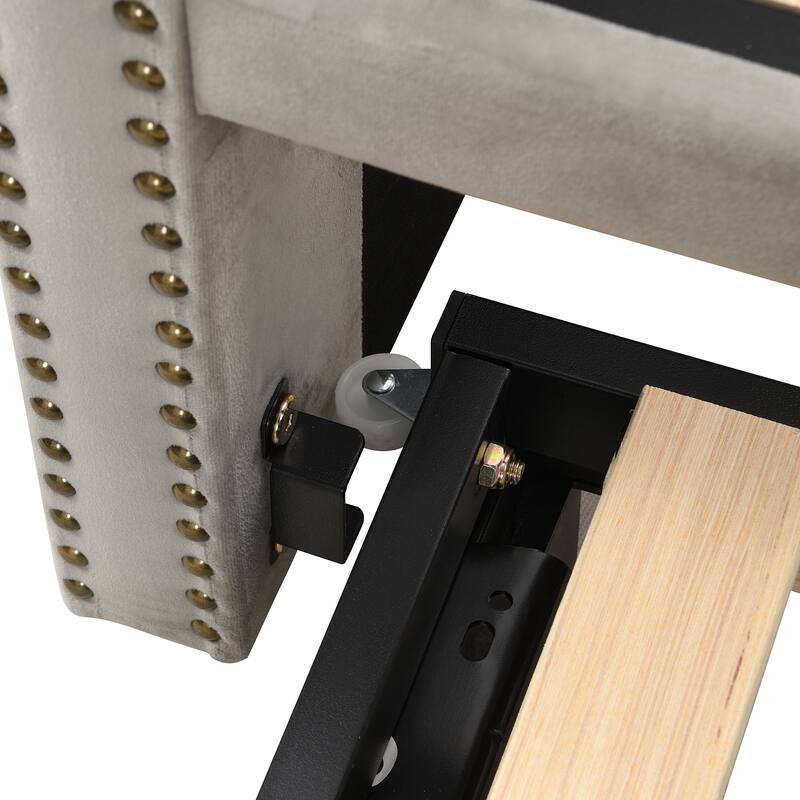 Gray Twin Upholstered Daybed with Pop-Up Trundle, Converts to King Size