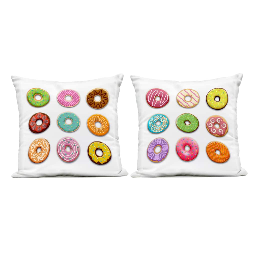 Stupell Frosted Patterned Donuts Printed Outdoor Throw Pillow Design by Marcus Prime (Set of 2)