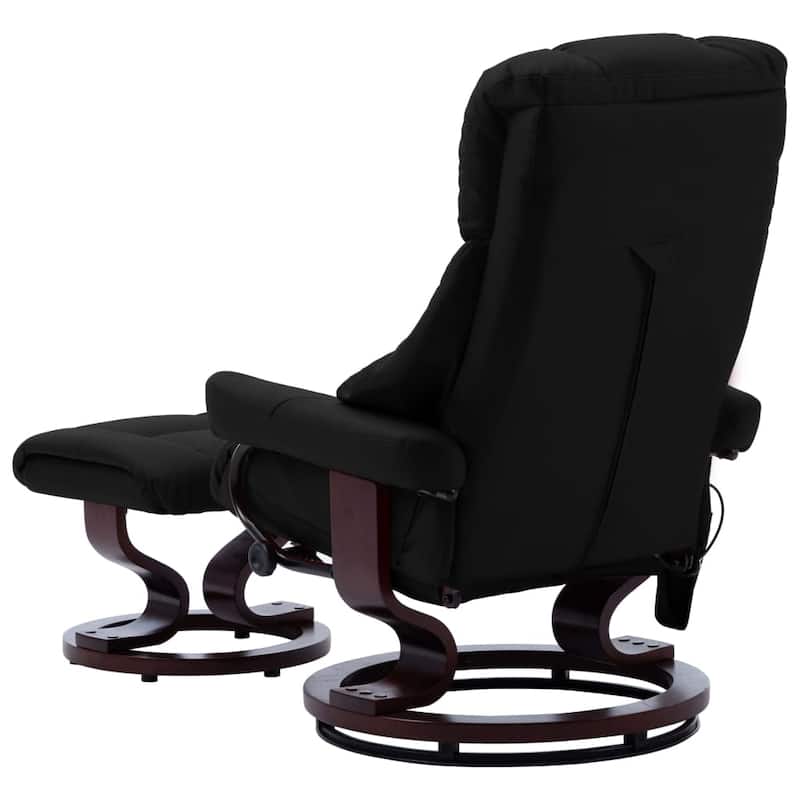 vidaXL Massage Recliner Swiveling Recliner Chair Faux Leather and Bentwood - 31.9" x 34.6" x 42.9"