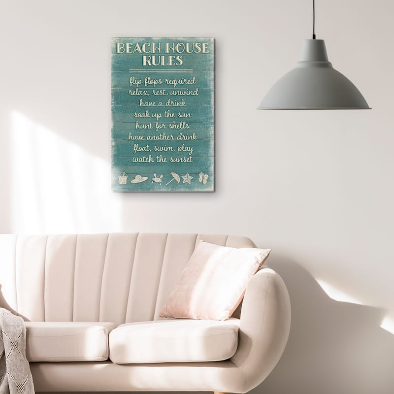 Highland Home 12 x 18 Slatted Wood Wall Décor Sign - Beach House Rules