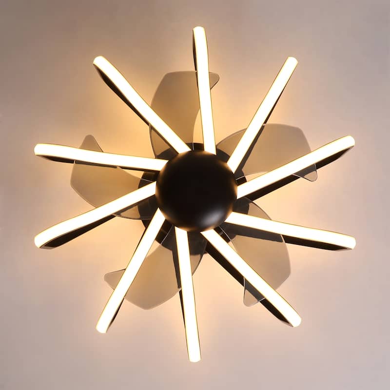 Starsky 22'' Drum Flush Mount Ceiling Fan with Light,6-Speed Low Profile Smart APP Control Ceiling Fan with Remote