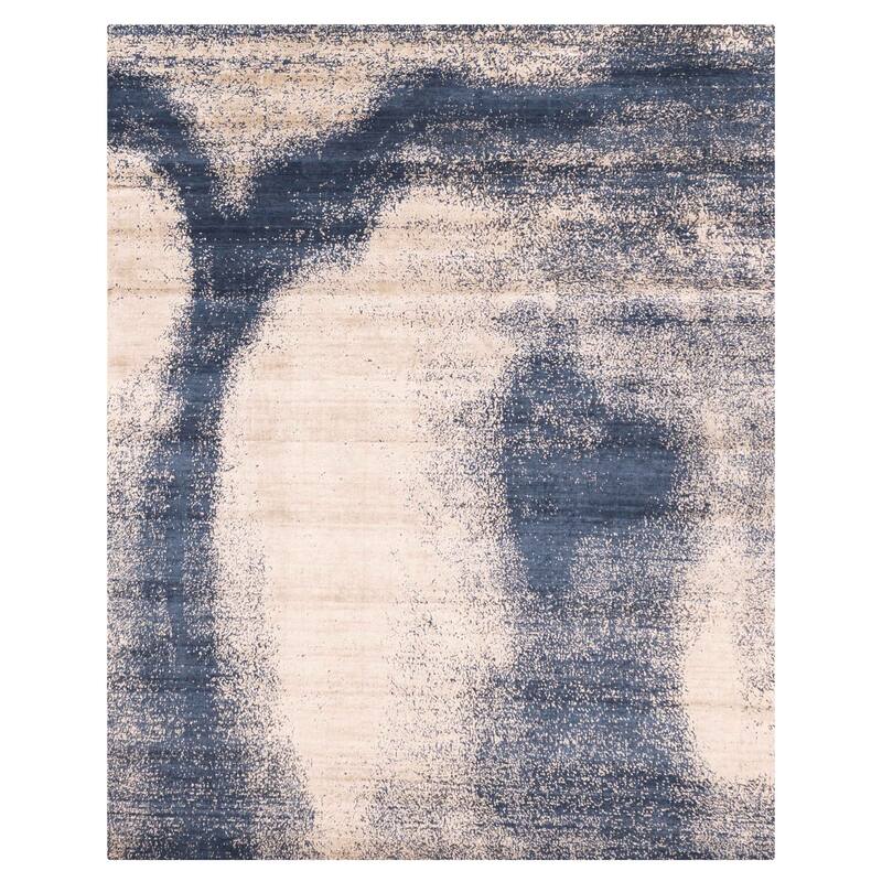 ECARPETGALLERY Hand Loomed Elysian Beige, Dark Navy Rug - 7'10 x 9'11