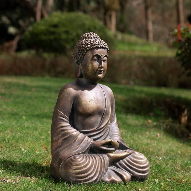 Glitzhome Zen-Style MgO Meditating Garden Buddha Statues Monk Sculpture Indoor Outdoor