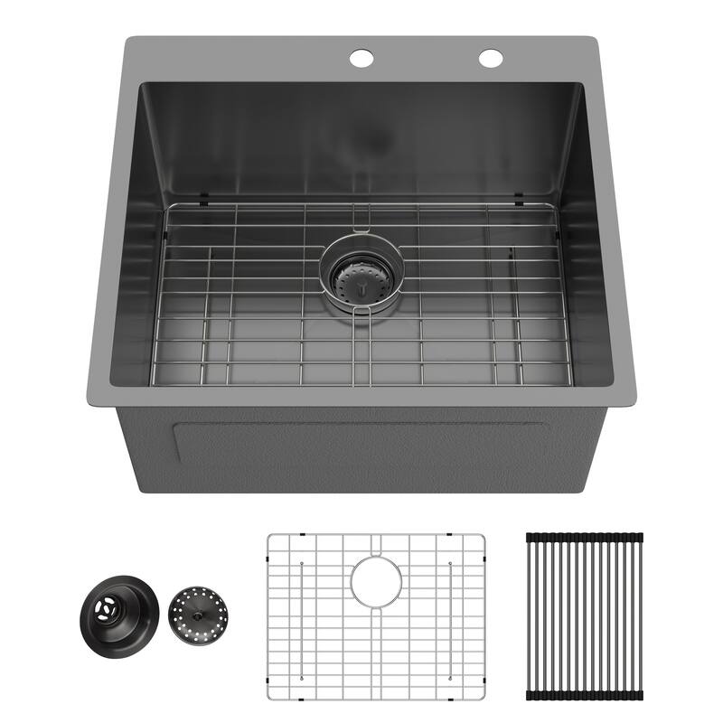 Sink In 25"x22"x12" Laundry Utility 16 Gauge Stainless Steel Drop In Topmount 12 Inch Deep Single Bowl