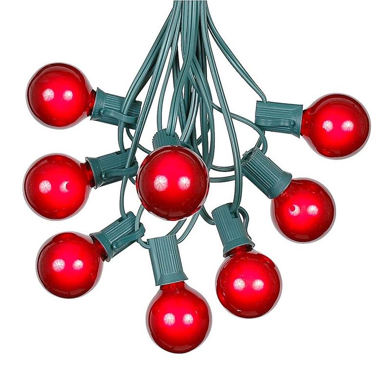 100 Foot G40 Outdoor Globe Patio String Lights - Set of 125 G40 Globe Bulbs - Red