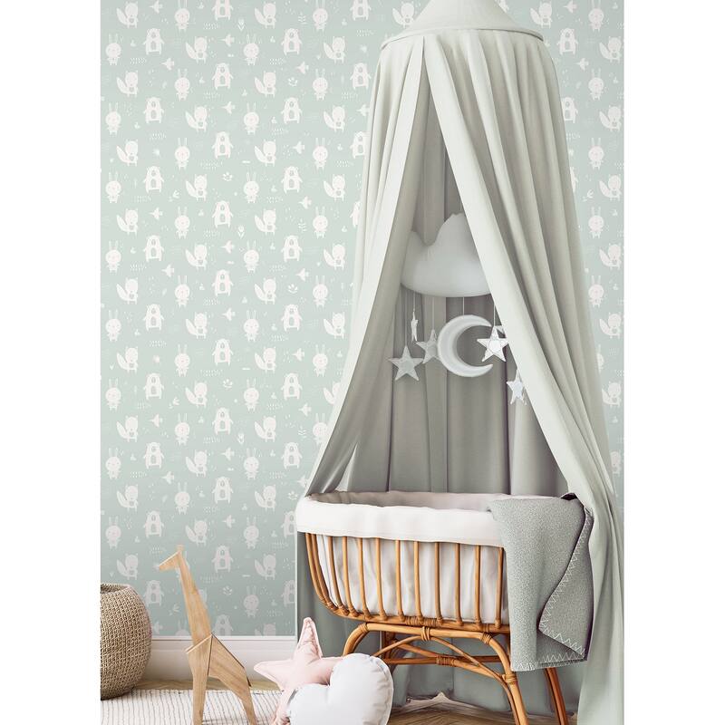 Chesapeake Bitsy Mint Woodland Wallpaper - 20.9 x 396 x 0.025