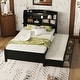 preview thumbnail 11 of 25, Full Size Wooden LED Platform Bed with Trundle & Storage Headboard with Drawers, White