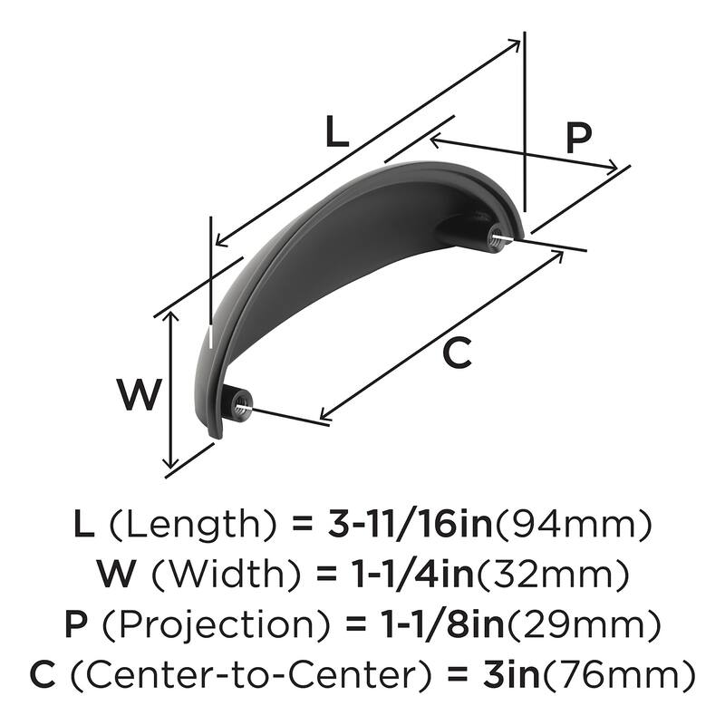 Amerock BP22094 Ravino 3" Center to Center Cup Cabinet Pull