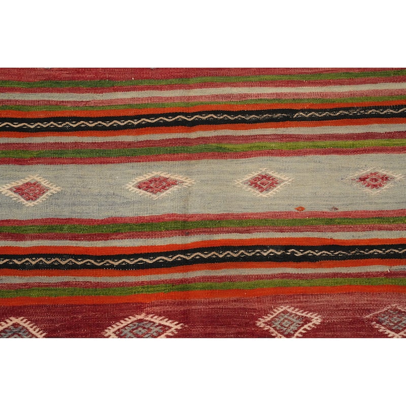 Hand Woven Oriental 100% Wool Carpet Southwestern Tribal Oranges & Rust Kilim Area Rug - 9' 2'' X 6' 1''